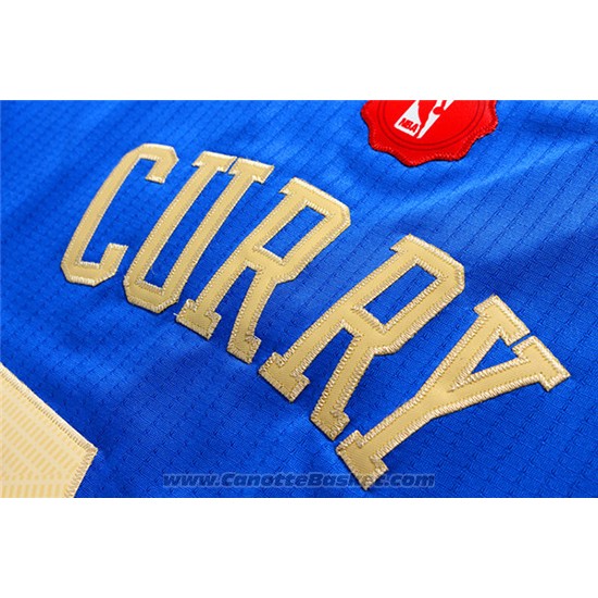 Maglia Natale 2015 Golden State Warriors Stephen Curry #30 Blu
